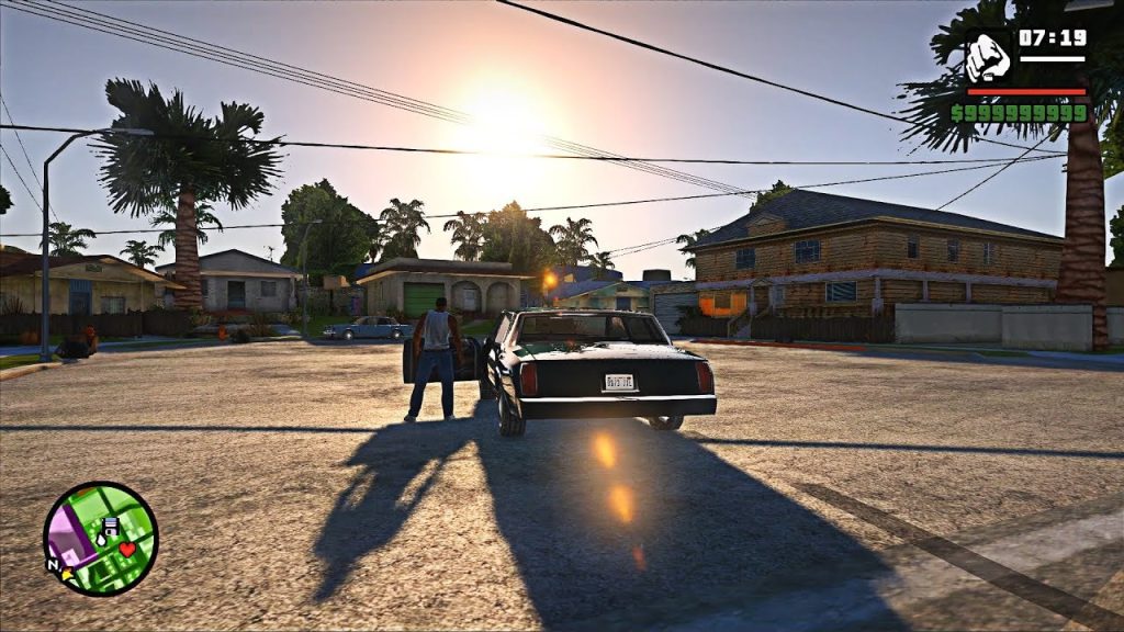 with car in sunlight in GTA SA APK